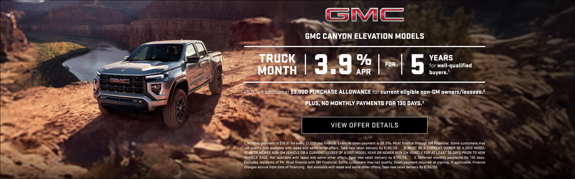 TRUCK MONTH

3.9% APR FOR 5 YEARS for well-qualified buyers.1

Plus, an additional $3,000 PURCHAS...